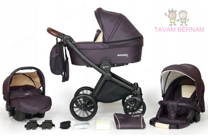 Verdi Sonic Soft 3-1 col.01 (Eko-āda violet), bērnu universālie ratiņi 3-1 Verdi Sonic Soft 3-1 col.01 (Eko-āda violet), bērnu universālie ratiņi 3-1