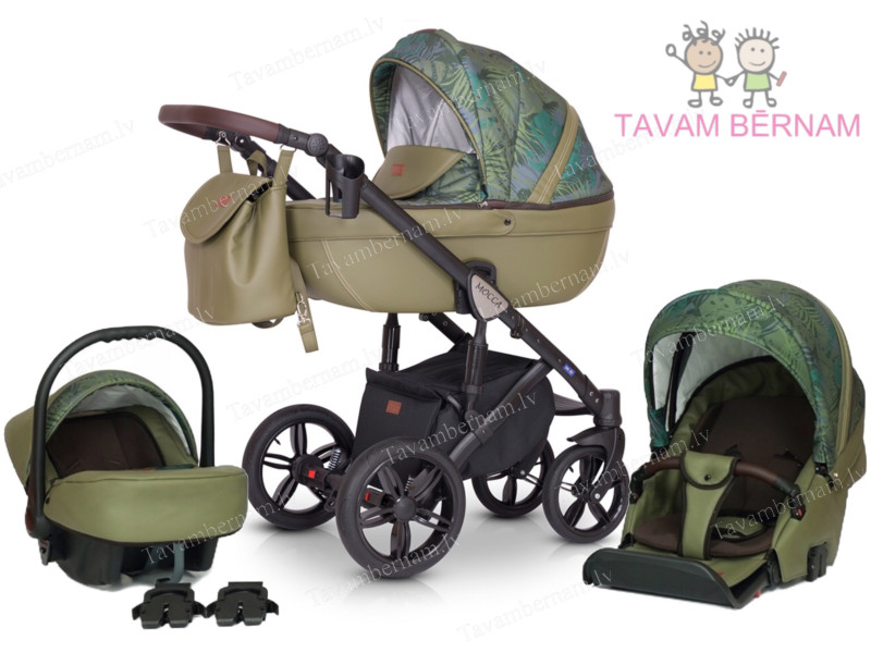 Verdi Mocca universālie bērnu rati 3-1 col.08 Eco Green (zaļa / zaļa) - eko-āda ar audumu Verdi Mocca universālie bērnu rati 3-1 col.08 Eco Green (zaļa / zaļa) - eko-āda ar audumu