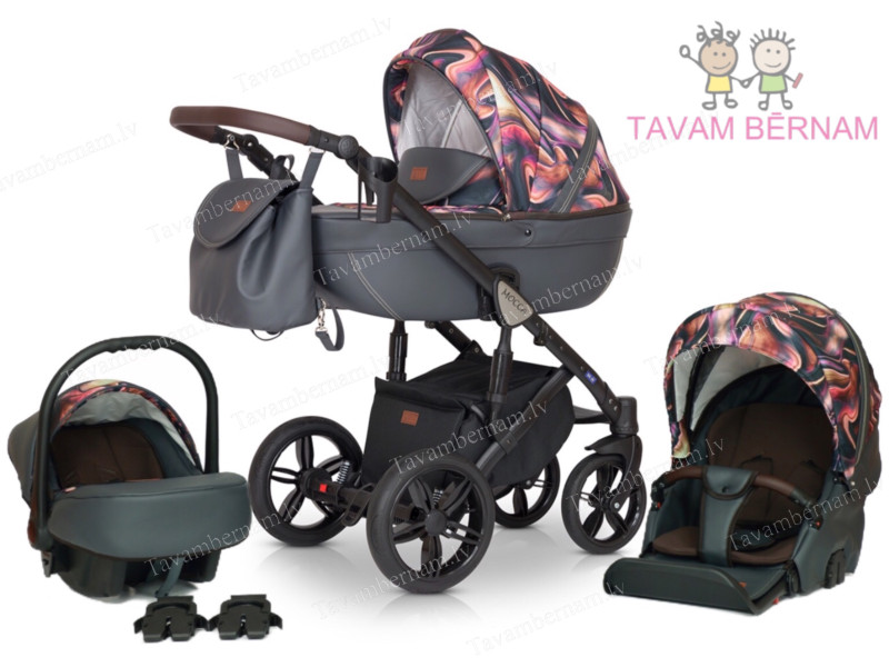 Verdi Mocca universālie bērnu rati 3-1 col.11 Eco Grey Pink (pelēka roza) - eko-āda ar audumu Verdi Mocca universālie bērnu rati 3-1 col.11 Eco Grey Pink (pelēka roza) - eko-āda ar audumu