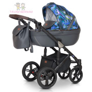 Verdi Mocca universālie bērnu rati 3-1 col.12 Eco Grey Blue (pelēka zila) - eko-āda ar audumu