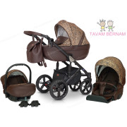 Verdi Mocca universālie bērnu rati 3-1 col.14 Eco Brown Gold (brūna dzeltena) - eko-āda ar audumu Verdi Mocca universālie bērnu rati 3-1 col.14 Eco Brown Gold (brūna dzeltena) - eko-āda ar audumu