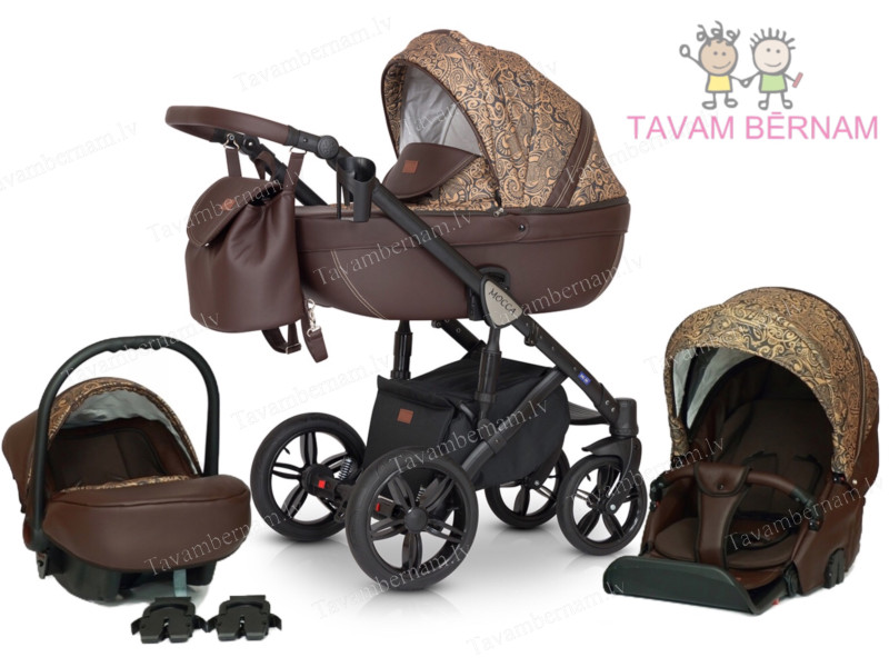 Verdi Mocca universālie bērnu rati 3-1 col.14 Eco Brown Gold (brūna dzeltena) - eko-āda ar audumu Verdi Mocca universālie bērnu rati 3-1 col.14 Eco Brown Gold (brūna dzeltena) - eko-āda ar audumu