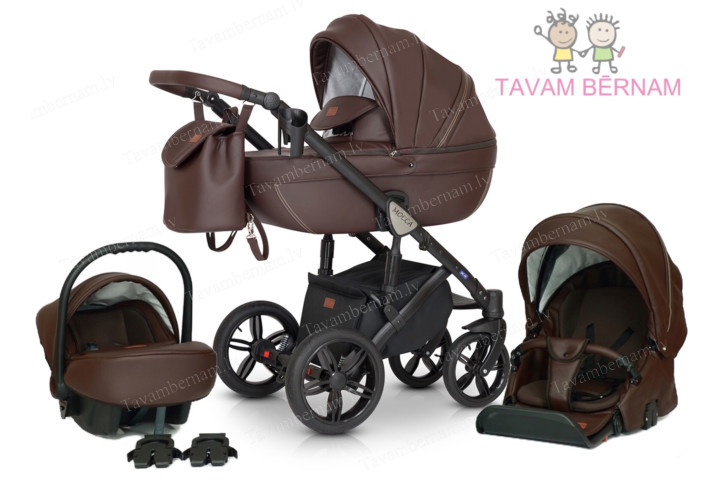 Verdi Mocca universālie bērnu rati 3-1 col.02 Eco Brown (brūna) - eko-āda