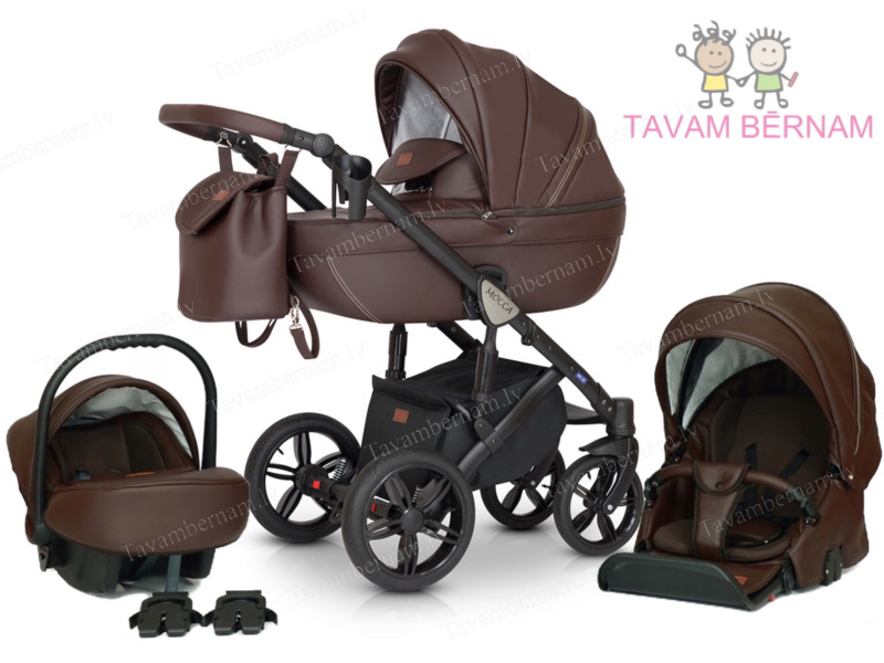 Verdi Mocca universālie bērnu rati 3-1 col.02 Eco Brown (brūna) - eko-āda