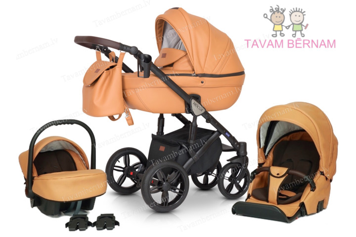 Verdi Mocca universālie bērnu rati 3-1 col.04 Eco Beige (bēša) - eko-āda