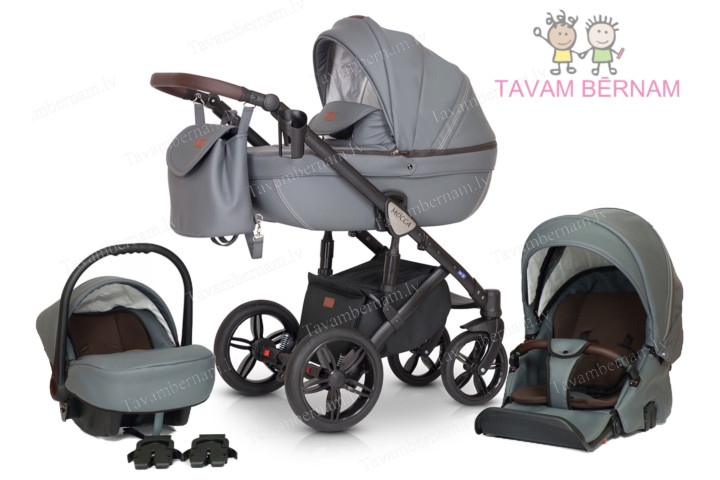 Verdi Mocca universālie bērnu rati 3-1 col.05 Eco Grey (pelēka) - eko-āda