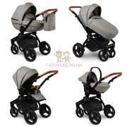 Verdi Futuro Premium 3-1 Stone Grey (pelēka Eco-āda), bērnu rati trīs vienā Verdi Futuro Premium 3-1 Stone Grey (pelēka Eco-āda), bērnu rati trīs vienā
