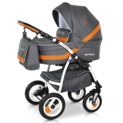 Verdi Optima bērnu universālie ratiņi 3in1 col.01 (dark grey/orange)