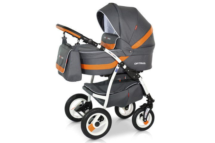 Verdi Optima bērnu universālie ratiņi 2in1 col.01 (dark grey/orange)