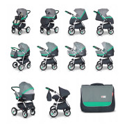 Verdi Optima bērnu universālie ratiņi 2in1 col.01 (dark grey/orange)